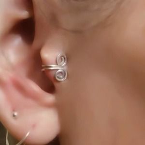 Sterling Silver Double Spiral Tragus Ear Cuff